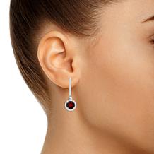 Top Choice Gems 6mm Gem and Diamond Hugger Hoop Dangle Earrings