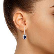 Top Choice Gems 6x4mm Emerald-Cut Gem and Diamond Dangle Earrings