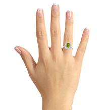 Top Choice Gems 8x6mm Emerald-Cut Gem and White Topaz Double Halo Ring