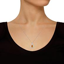 Top Choice Gems 8x6mm Oval Gem and White Topaz Pendant with Chain