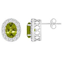 Top Choice Gems  8x6mm Oval Gem and White Topaz Stud Earrings