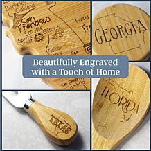 Totally Bamboo XL State Engrave Cutting Board & 6pc Kitchen Set