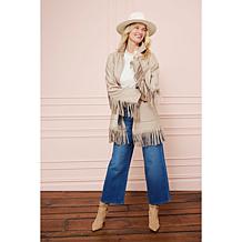 Tower Hill by Christie Brinkley Brushed Faux Melton Jacket with Fringe