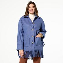 Tower Hill by Christie Brinkley Brushed Faux Melton Jacket with Fringe