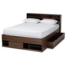 Tristan 1-Drawer Queen Size Platform Storage Bed with Shelves