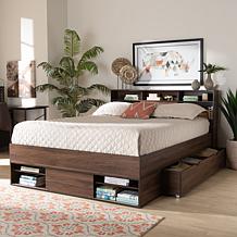 Tristan 1-Drawer Queen Size Platform Storage Bed with Shelves