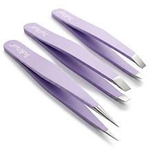 TruRitual 3-Piece Stainless Steel Tweezer Set with Storage Pouch