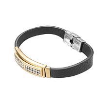 Two Row CZ Leather Bracelet