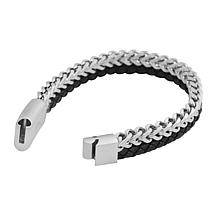 Two Row Franco Chain and Leather Bracelet