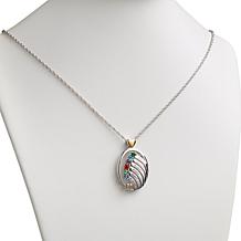 Two-Tone Oval Name And Birthstone Crystal Hearts Pendant