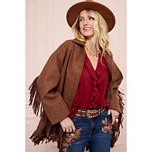 TWRHLL by Christie Brinkley Brushed Faux Melton Jacket with Fringe
