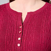 TWRHLL by Christie Brinkley Henley Cable Knit Dress