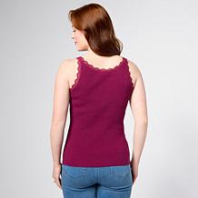 TWRHLL by Christie Brinkley Lace-Trimmed Sweater Knit Tank