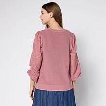 TWRHLL by Christie Brinkley Mixed Media Scalloped Edge Cardigan