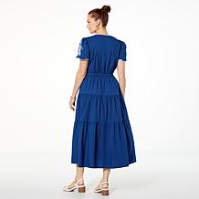 TWRHLL by Christie Brinkley Multi-Tier Maxi Dress