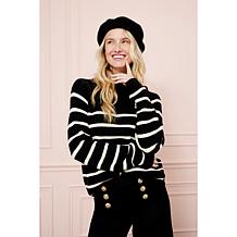 TWRHLL by Christie Brinkley Striped Mock-Neck Sweater