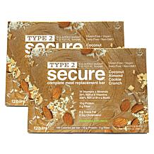 Type 2 Secure Complete Meal Replacement Bars with Stevia - 24-count