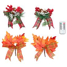 Unmatched 2-piece Set Flameless Lanterns with Holiday Bows