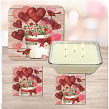 Valentine 6.5x6.5 Artboard Lid/20oz Candle & Coaster Set