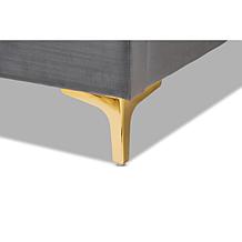 Valery Dark Gray Velvet Fabric Upholstered Queen Size Platform Bed