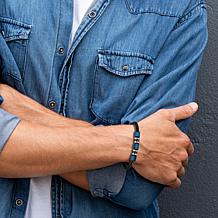 Van Heusen Men's 3-Bead Braided Leather Bracelet