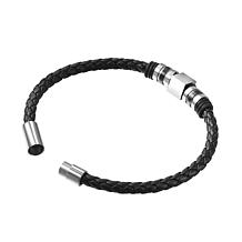 Van Heusen Men's Braided Leather Bracelet with Ornaments