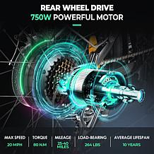 Vanpowers 750W Folding 48V E-Bike w/4"LCD Display & Integrated Battery