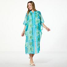 Vince Camuto Jewel Print Open Front Duster