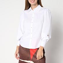Vivica A. Fox Collection Poplin Top with Rhinestone Buttons