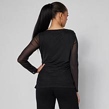 Vivica A. Fox Collection Rhinestone Mesh Knit Shirt