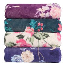 Warm & Cozy Floral Print Luxury Faux Fur Throw