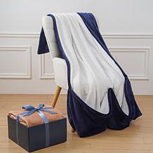 Warm & Cozy Plush and Sherpa 60" x 70" Throw with Foot Pocket