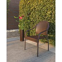 WellTraveledLiving Rhodos Café Stacking Chair Mocha All-Weather Wicker