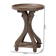 Westlyn French Country Wood End Table with Round Tray Top