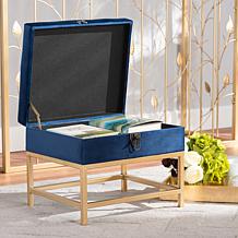 Wholesale Interiors Aliana Velvet Upholstered Small Storage Ottoman