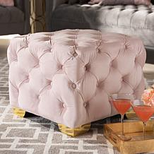 Wholesale Interiors Avara Velvet Upholstered Button Tufted Ottoman