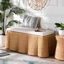 Wholesale Interiors bali and pari Palm Rattan Ottoman w/Cushion Rec