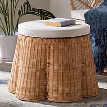Wholesale Interiors bali and pari Rattan Ottoman w/Cushion Round Sm