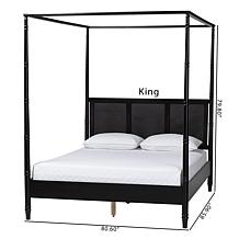 Wholesale Interiors Baxton Studio Marisela Canopy Bed-Rattan Headboard