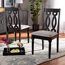 Wholesale Interiors Cherese Grey Fabric and Brown Wood 2Pc Chair Set