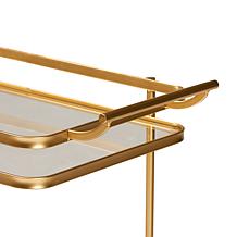 Wholesale Interiors Destin Metal and Glass 2-Tier Mobile Wine Bar Cart