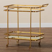 Wholesale Interiors Destin Metal and Glass 2-Tier Mobile Wine Bar Cart