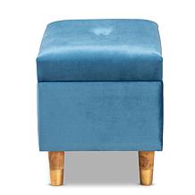 Wholesale Interiors Elias Velvet Fabric Upholstered Storage Ottoman