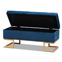 Wholesale Interiors Ellery Velvet Fabric Upholstered Storage Ottoman