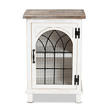 Wholesale Interiors Faron White and Oak Brown Wood 1-Door Nightstand