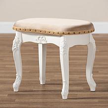 Wholesale Interiors Gabrielle Velvet Fabric Upholstered Vanity Ottoman