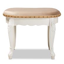 Wholesale Interiors Gabrielle Velvet Fabric Upholstered Vanity Ottoman