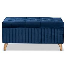 Wholesale Interiors Hanley Velvet Fabric Upholstered Storage Ottoman