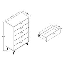 Wholesale Interiors Kelson Dark Grey and Gold Wood 5-Drawer Chest