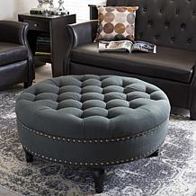 Wholesale Interiors Palfrey Linen Tufted Ottoman
